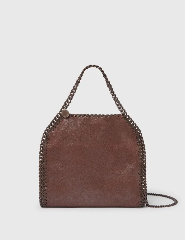Women Falabella Mini Enamel Tote Bag Mahogany Stella McCartney TopHandle Bags