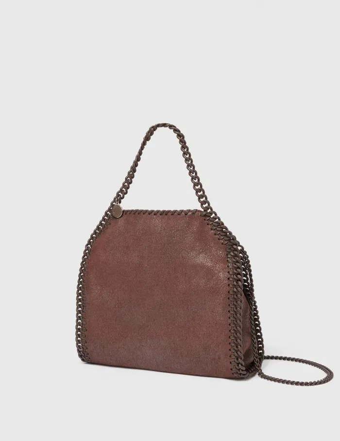 Women Falabella Mini Enamel Tote Bag Mahogany Stella McCartney TopHandle Bags