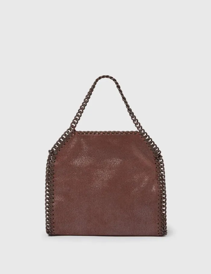Women Falabella Mini Enamel Tote Bag Mahogany Stella McCartney TopHandle Bags