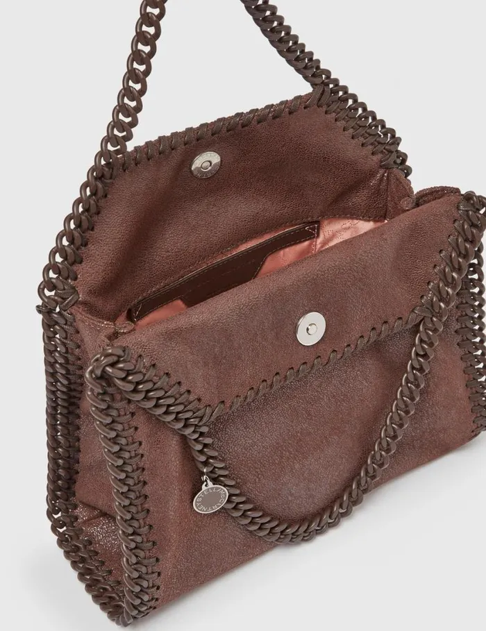 Women Falabella Mini Enamel Tote Bag Mahogany Stella McCartney TopHandle Bags