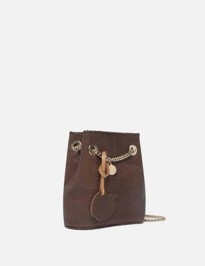 Women Falabella ScaleEmbossed Bucket Bag Chocolate Brown Stella McCartney Mini Bags And Clutches Women Falabella ScaleEmbossed Bucket Bag Chocolate Brown Stella McCartney Mini Bags And Clutches
