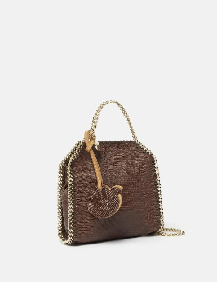 Women Falabella ScaleEmbossed Tiny Tote Bag Chocolate Brown Stella McCartney Mini Bags And Clutches Women Falabella ScaleEmbossed Tiny Tote Bag Chocolate Brown Stella McCartney Mini Bags And Clutches
