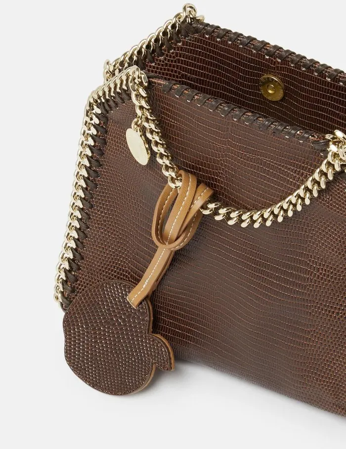 Women Falabella ScaleEmbossed Tiny Tote Bag Chocolate Brown Stella McCartney Mini Bags And Clutches Women Falabella ScaleEmbossed Tiny Tote Bag Chocolate Brown Stella McCartney Mini Bags And Clutches