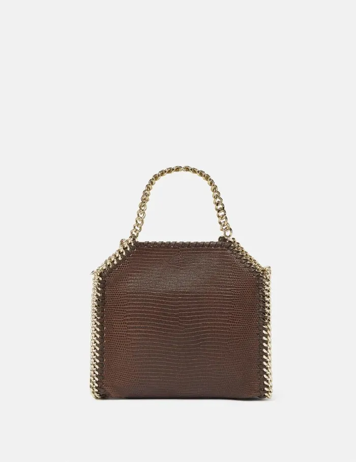 Women Falabella ScaleEmbossed Tiny Tote Bag Chocolate Brown Stella McCartney Mini Bags And Clutches Women Falabella ScaleEmbossed Tiny Tote Bag Chocolate Brown Stella McCartney Mini Bags And Clutches