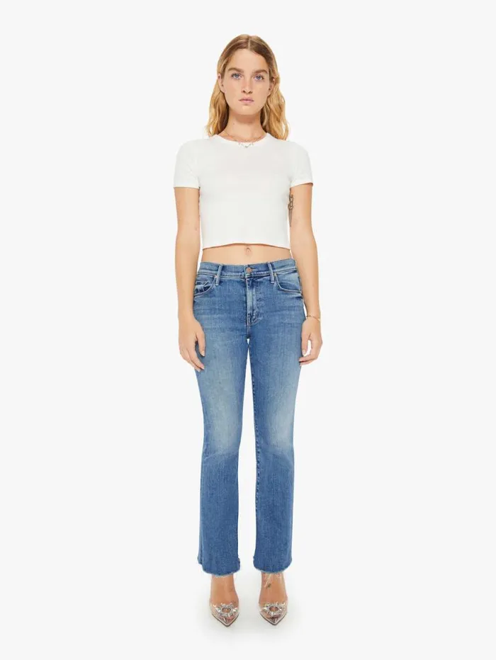 Women Flare Mother Denim PETITES The Lil039 Weekender Fray Blue medium