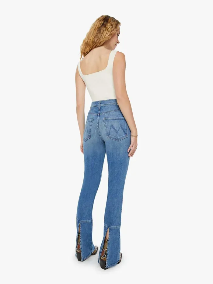Women Flare Mother Denim The Outlaw Wedge Heel Blue