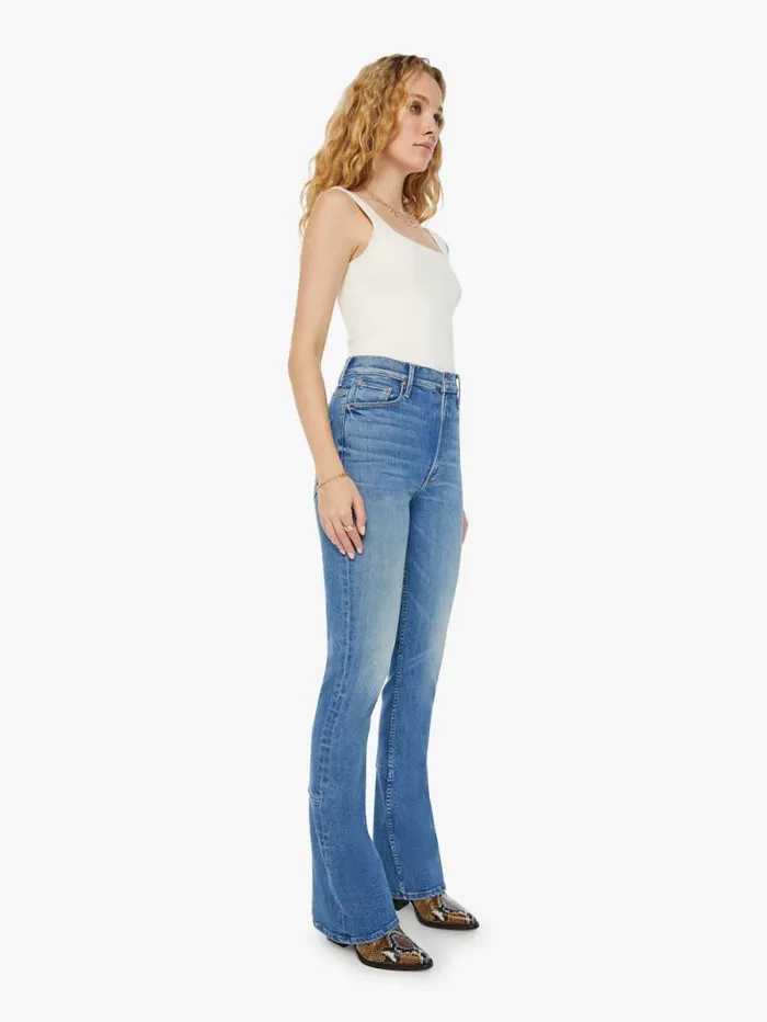 Women Flare Mother Denim The Outlaw Wedge Heel Blue
