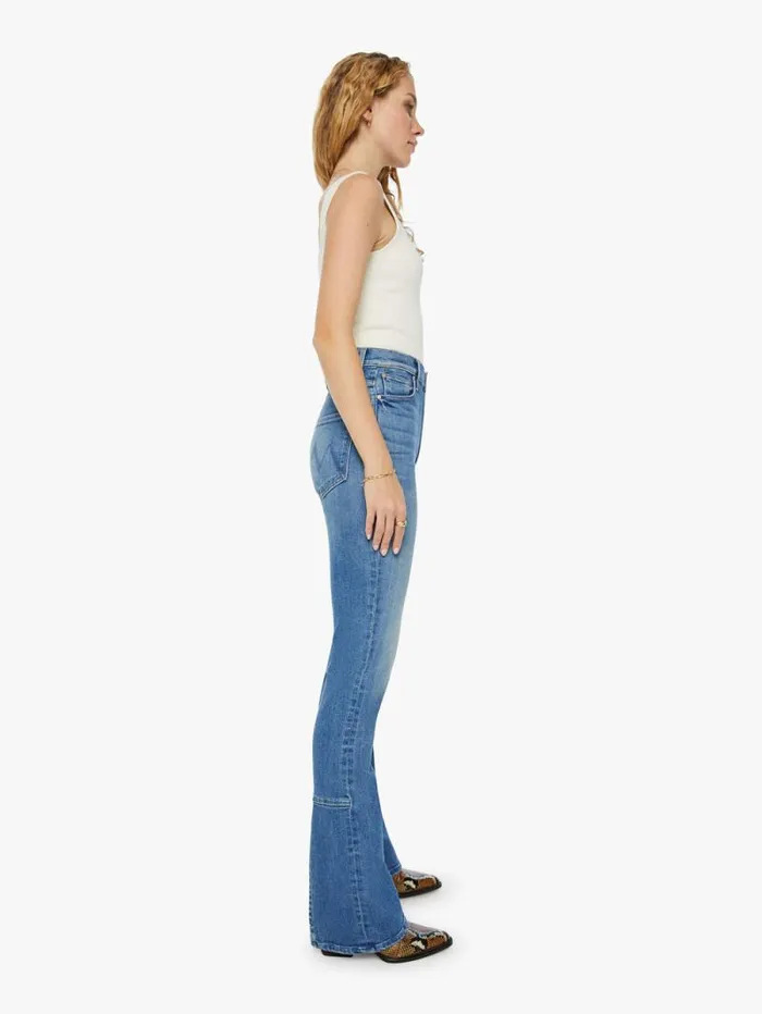Women Flare Mother Denim The Outlaw Wedge Heel Blue