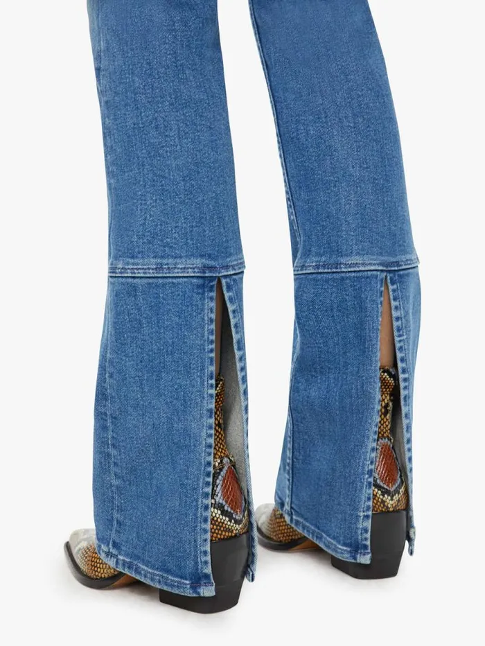Women Flare Mother Denim The Outlaw Wedge Heel Blue