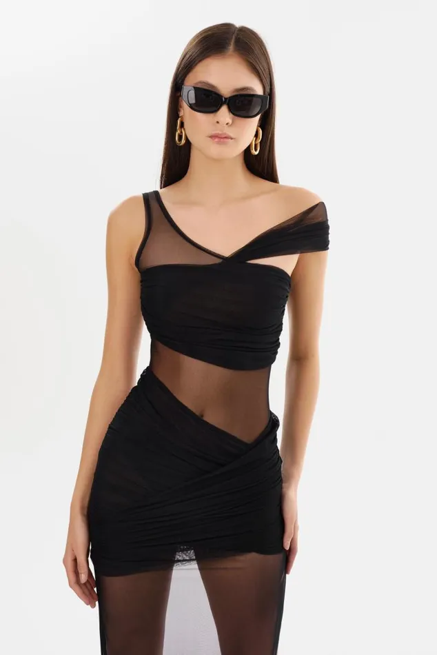 Women FLORINDA Mesh Maxi Dress Black LAMARQUE Dresses