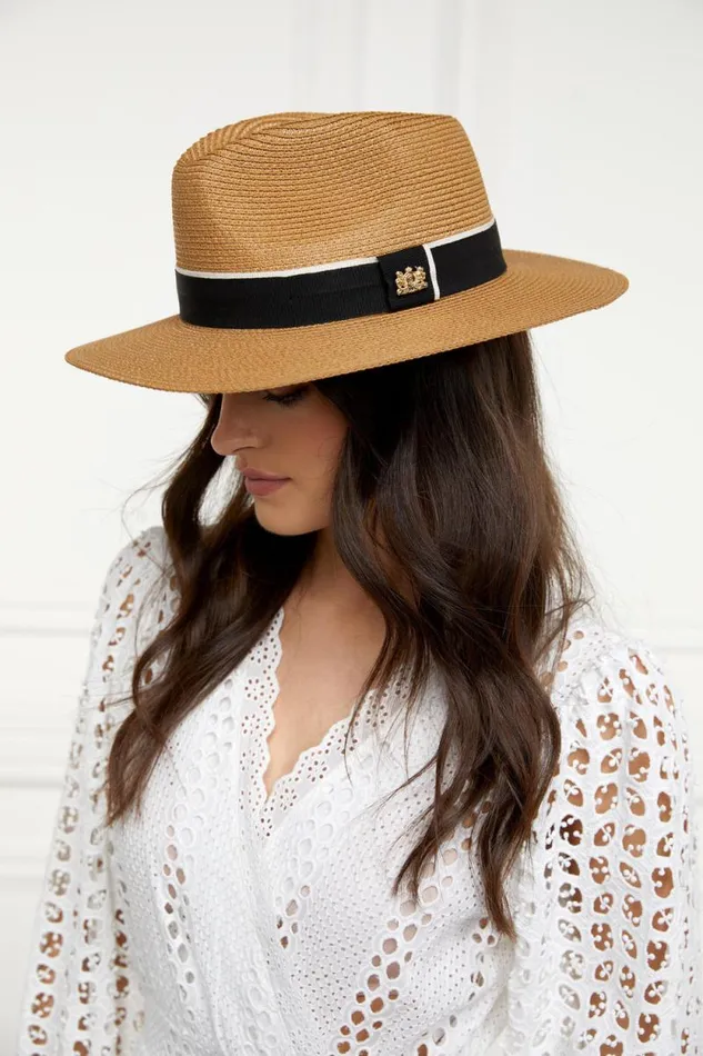 Women Francesca Hat Camel Black Holland Cooper Hats and Headbands Women Francesca Hat Camel Black Holland Cooper Hats and Headbands