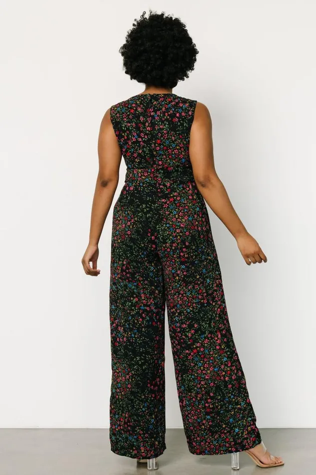 Women Frazier Jumpsuit Black Multi Floral Baltic Born Jumpsuits and Rompers