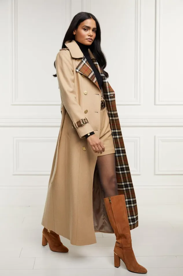 Women Full Length Chelsea Trench Coat Camel Holland Cooper Tailoring