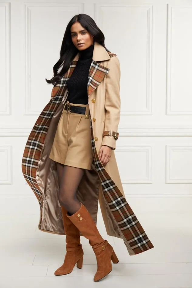 Women Full Length Chelsea Trench Coat Camel Holland Cooper Tailoring