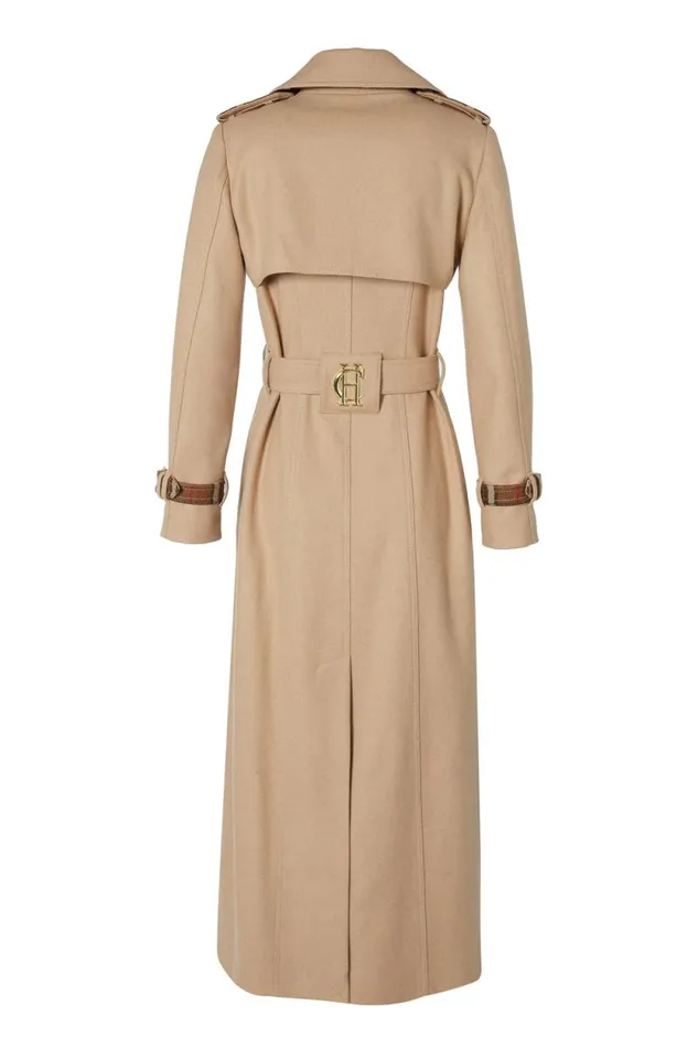 Women Full Length Chelsea Trench Coat Camel Holland Cooper Tailoring