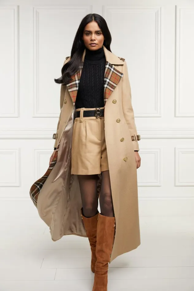 Women Full Length Chelsea Trench Coat Camel Holland Cooper Tailoring
