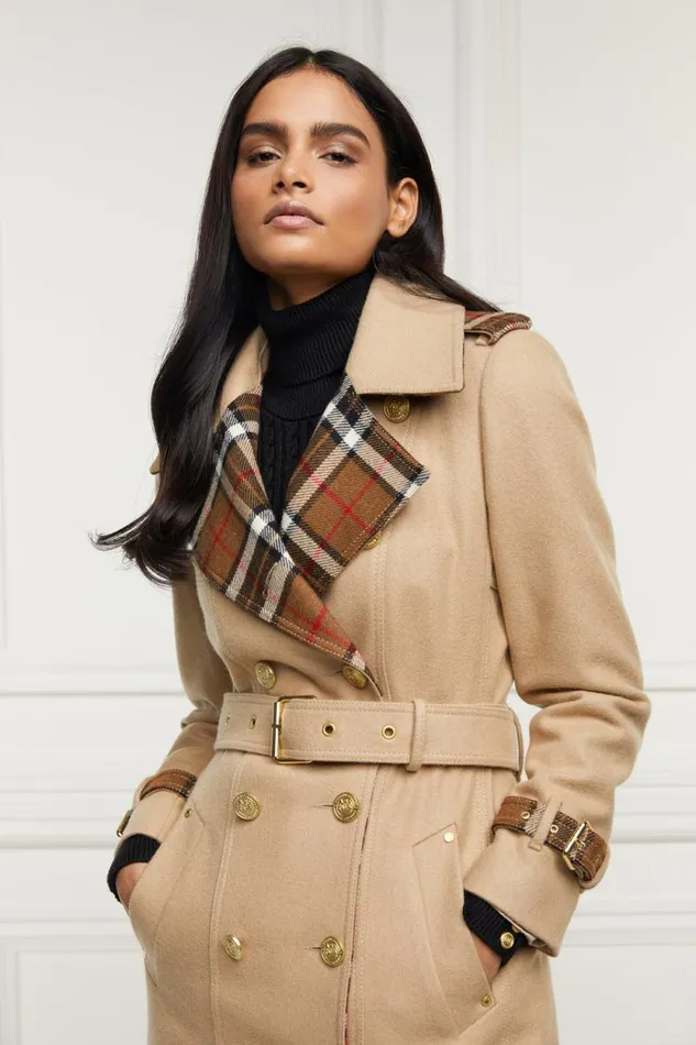 Women Full Length Chelsea Trench Coat Camel Holland Cooper Tailoring