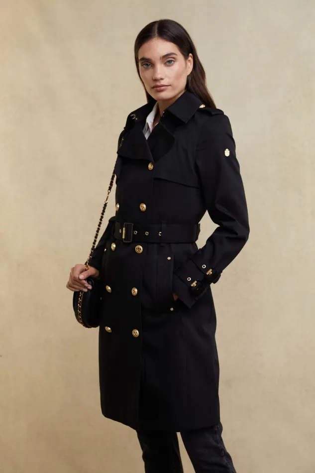 Women Gatcombe Trench Coat Black Holland Cooper Tailoring Women Gatcombe Trench Coat Black Holland Cooper Tailoring