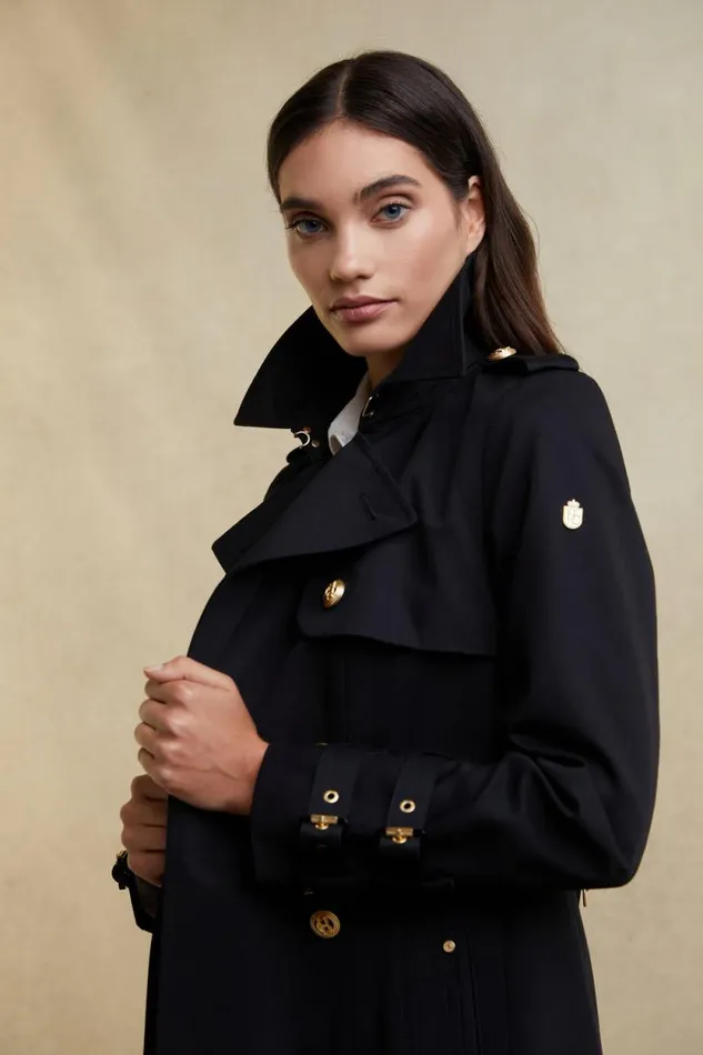 Women Gatcombe Trench Coat Black Holland Cooper Tailoring Women Gatcombe Trench Coat Black Holland Cooper Tailoring