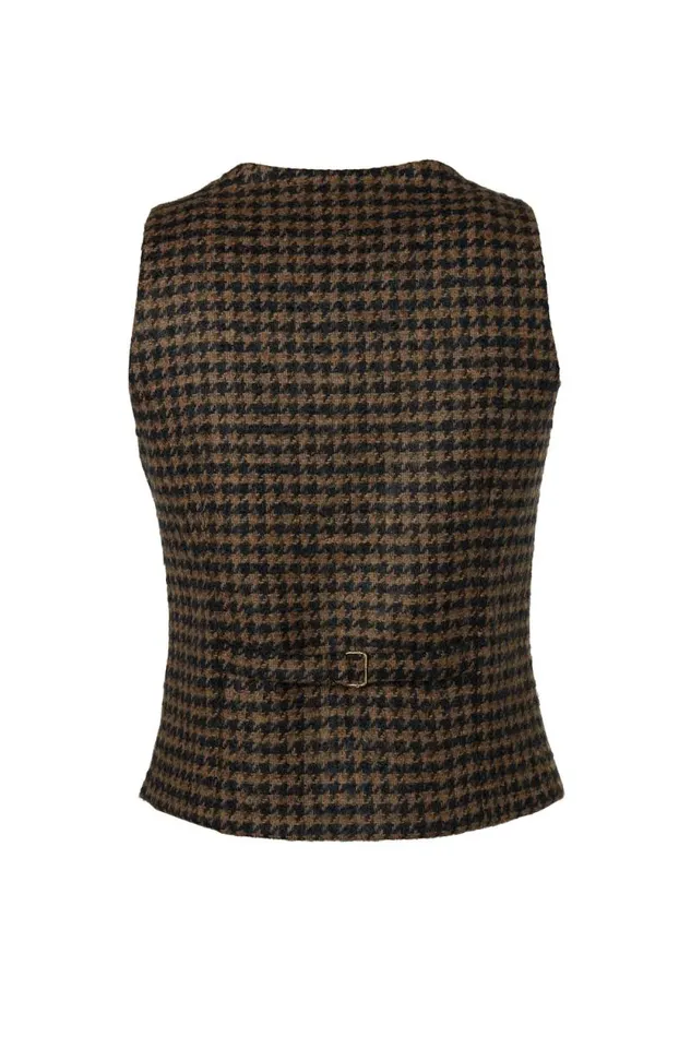Women Hampton Waistcoat Chocolate Houndstooth Holland Cooper Tailoring Women Hampton Waistcoat Chocolate Houndstooth Holland Cooper Tailoring