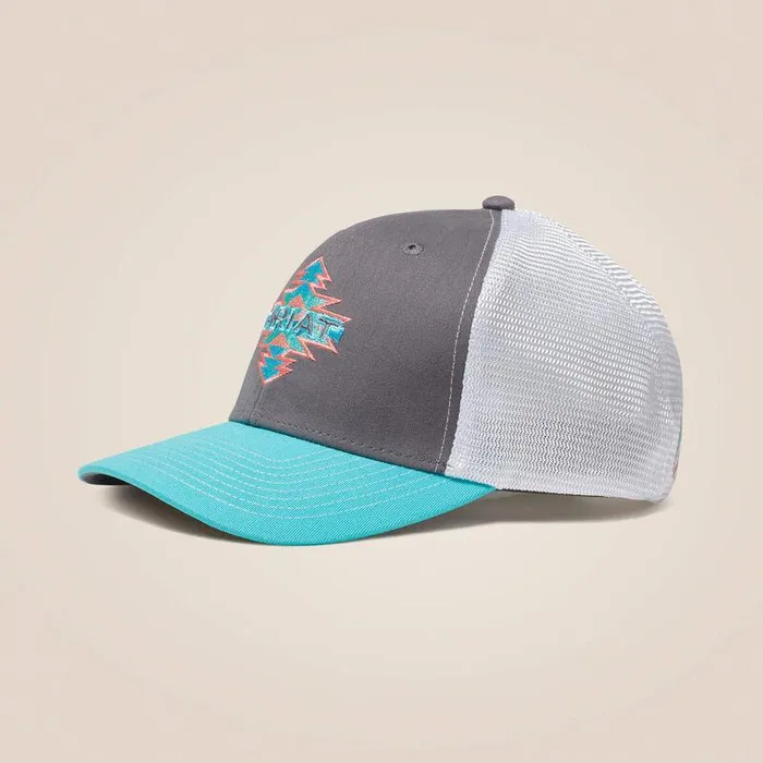 Women Hats and Caps Ariat Aztec Logo Snapback Cap Grey