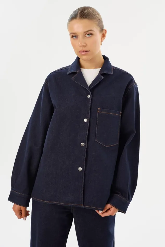 Women HAYA D Denim Shacket Dark Indigo LAMARQUE Shackets