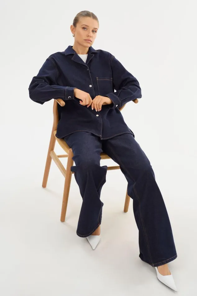 Women HAYA D Denim Shacket Dark Indigo LAMARQUE Shackets