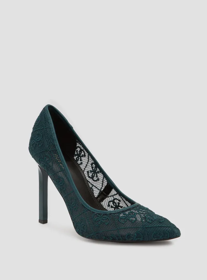 Women Heels GUESS Green Seannay Logo Pumps
