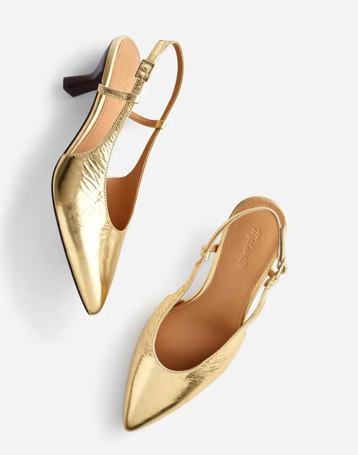 Women Heels Madewell The Debbie Slingback Pump Gold Metallic