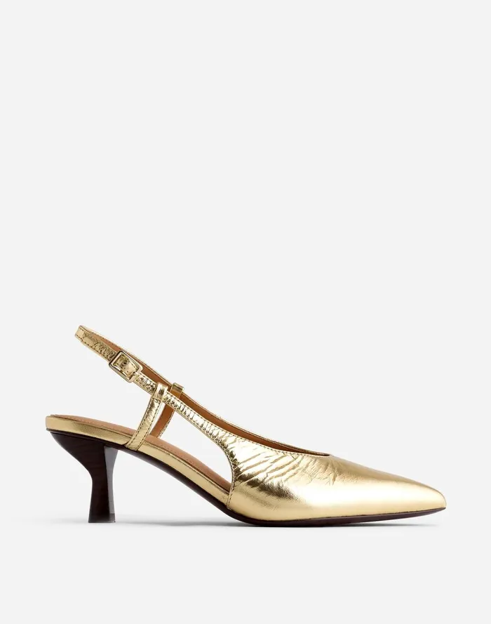 Women Heels Madewell The Debbie Slingback Pump Gold Metallic