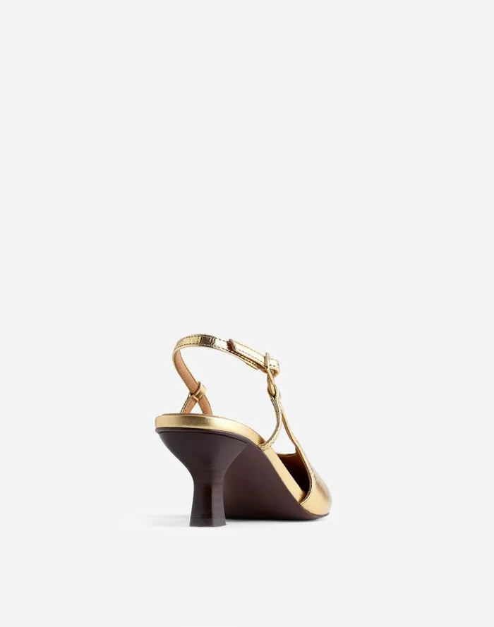 Women Heels Madewell The Debbie Slingback Pump Gold Metallic