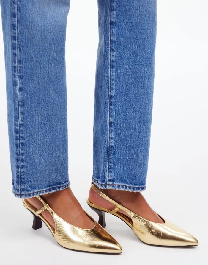 Women Heels Madewell The Debbie Slingback Pump Gold Metallic