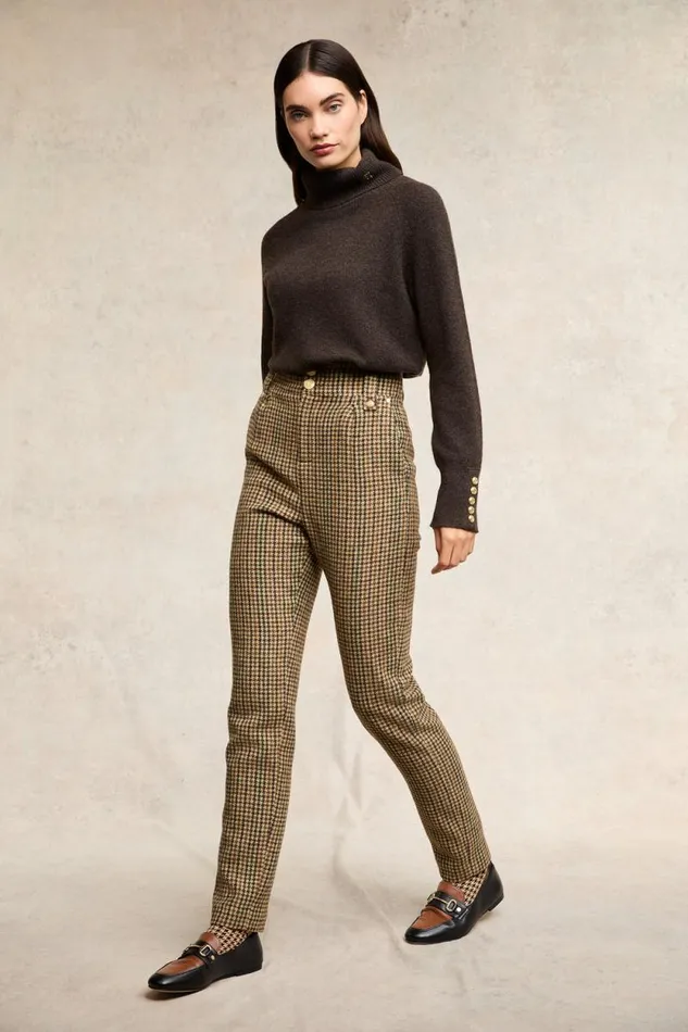 Women High Waisted Peg Trouser Hailes Green Tweed Holland Cooper Tailoring Women High Waisted Peg Trouser Hailes Green Tweed Holland Cooper Tailoring