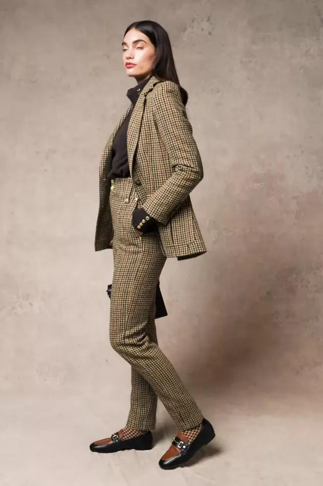 Women High Waisted Peg Trouser Hailes Green Tweed Holland Cooper Tailoring Women High Waisted Peg Trouser Hailes Green Tweed Holland Cooper Tailoring