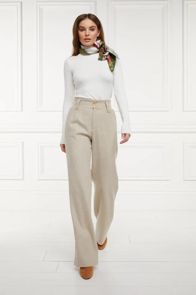 Women High Waisted Straight Trouser Oatmeal Holland Cooper Tailoring Women High Waisted Straight Trouser Oatmeal Holland Cooper Tailoring