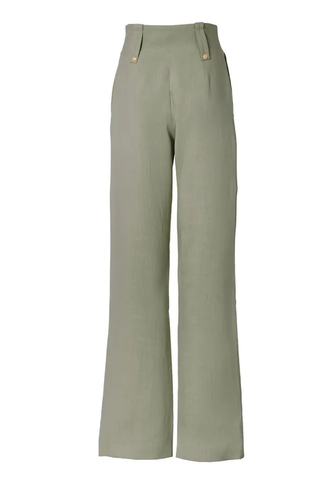 Women High Waisted Straight Trouser Sage Linen Holland Cooper Trousers Women High Waisted Straight Trouser Sage Linen Holland Cooper Trousers