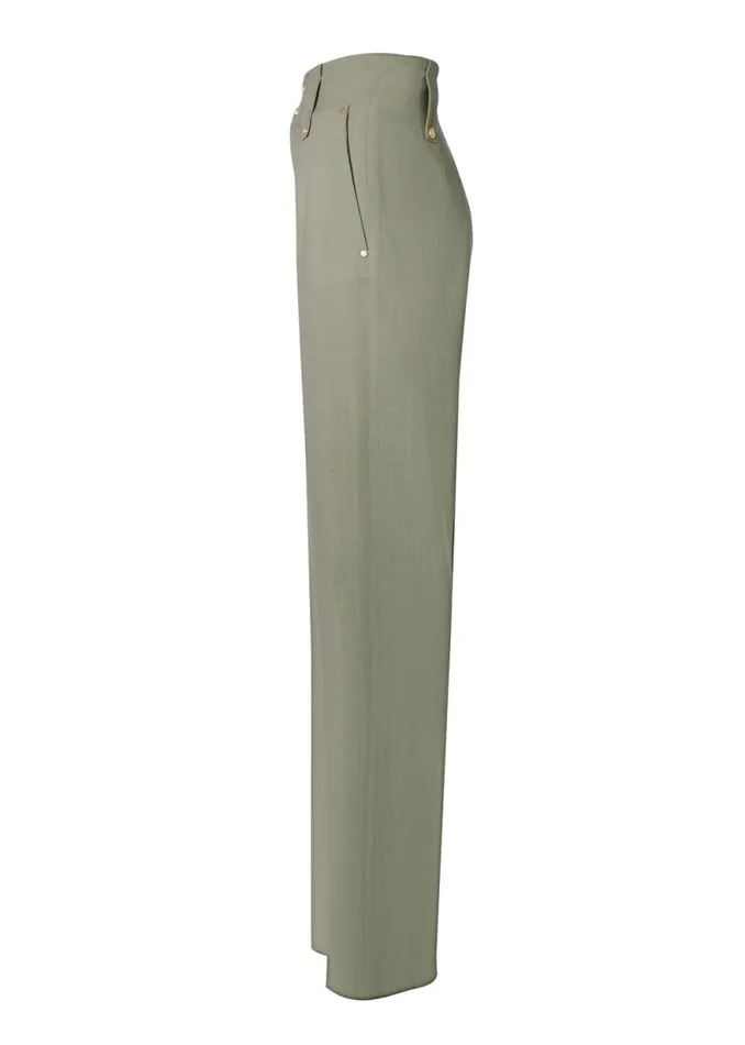 Women High Waisted Straight Trouser Sage Linen Holland Cooper Trousers Women High Waisted Straight Trouser Sage Linen Holland Cooper Trousers