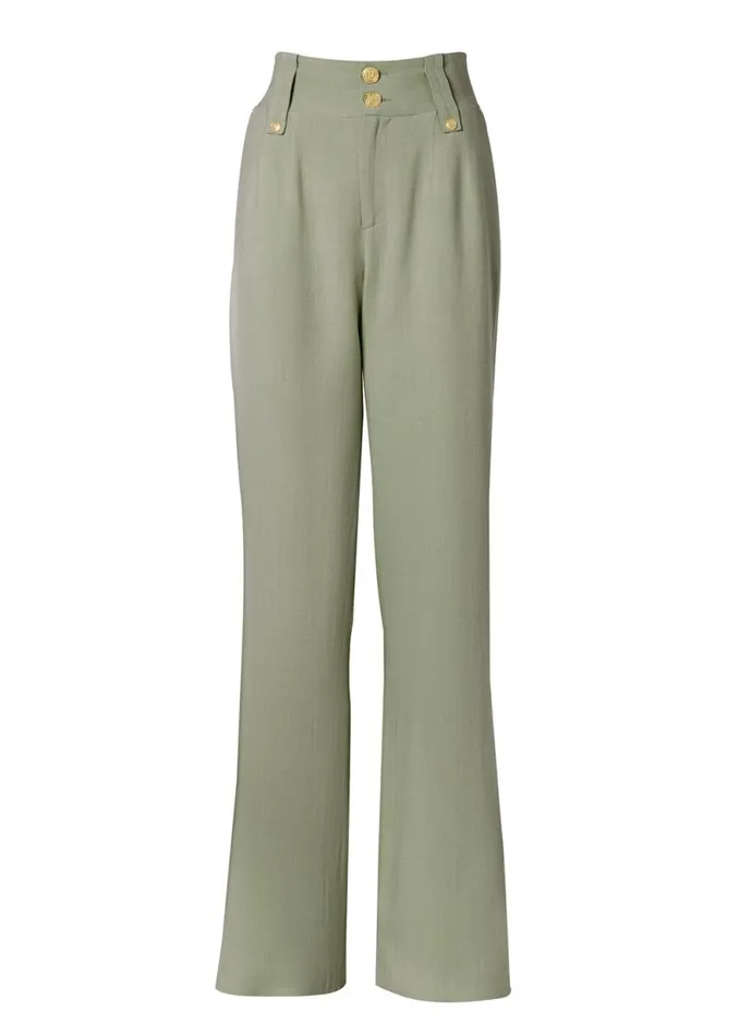 Women High Waisted Straight Trouser Sage Linen Holland Cooper Trousers Women High Waisted Straight Trouser Sage Linen Holland Cooper Trousers