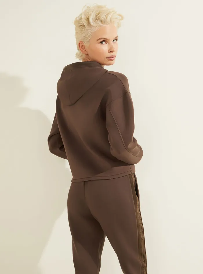 Women Hoodies GUESS Eco Brown Alisa Active Logo Hoodie Jumper Women Hoodies GUESS Eco Brown Alisa Active Logo Hoodie Jumper