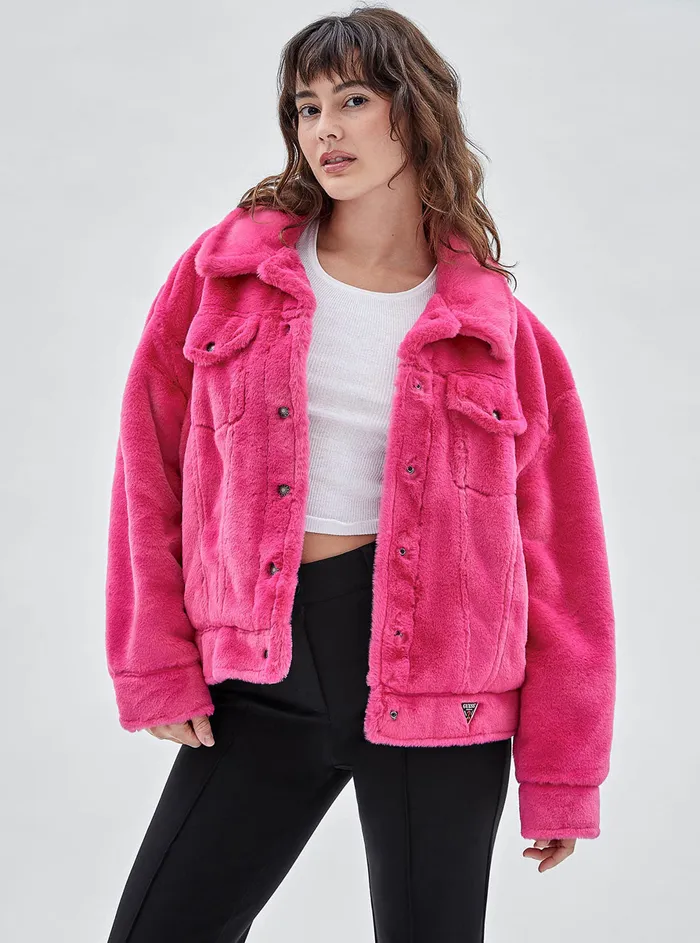 Women Jackets and Coats GUESS Guess Originals Berry Kelly Faux Fur Jacket