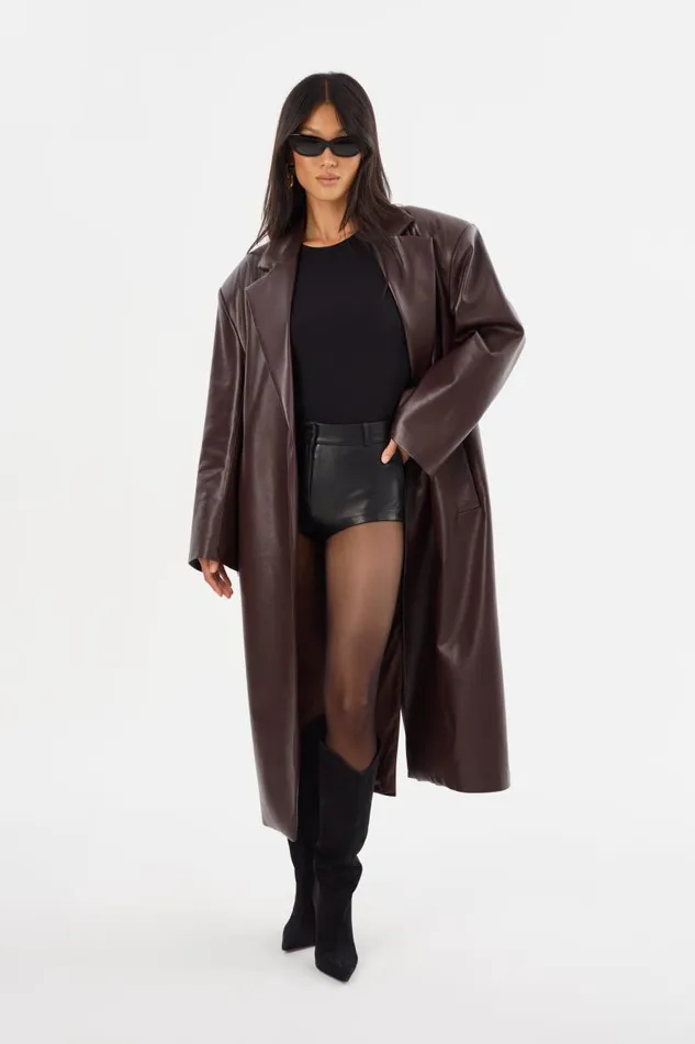 Women JANELLE Recycled Leather Coat Mahogany LAMARQUE Leather Jackets Women JANELLE Recycled Leather Coat Mahogany LAMARQUE Leather Jackets