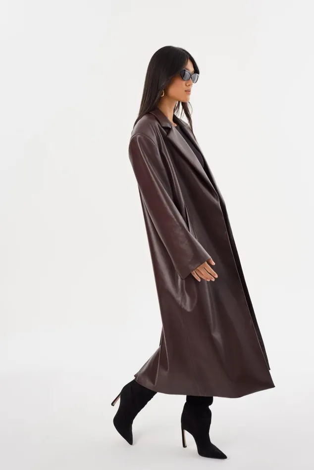 Women JANELLE Recycled Leather Coat Mahogany LAMARQUE Leather Jackets Women JANELLE Recycled Leather Coat Mahogany LAMARQUE Leather Jackets