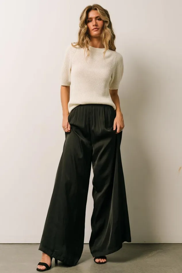 Women Jayla Palazzo Satin Pant Black Baltic Born Pants
