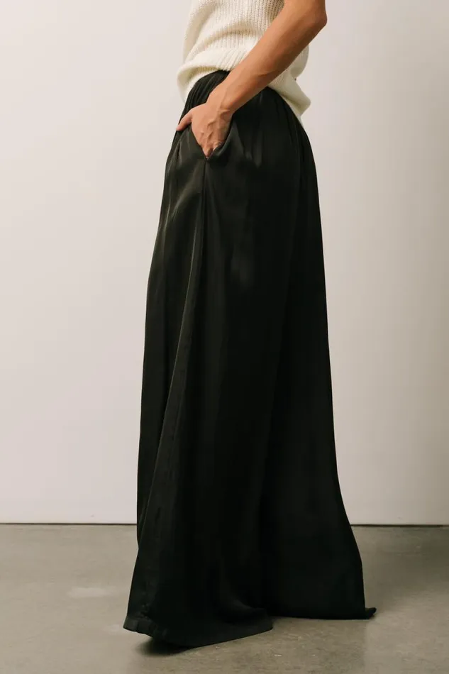 Women Jayla Palazzo Satin Pant Black Baltic Born Pants