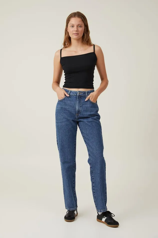 Women Jeans Cotton On Long Straight Jean Misty Blue