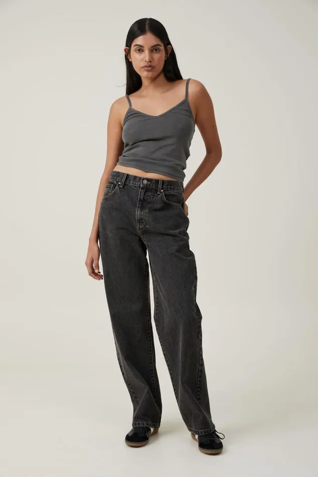 Women Jeans Cotton On Loose Straight Jean Smokey Black