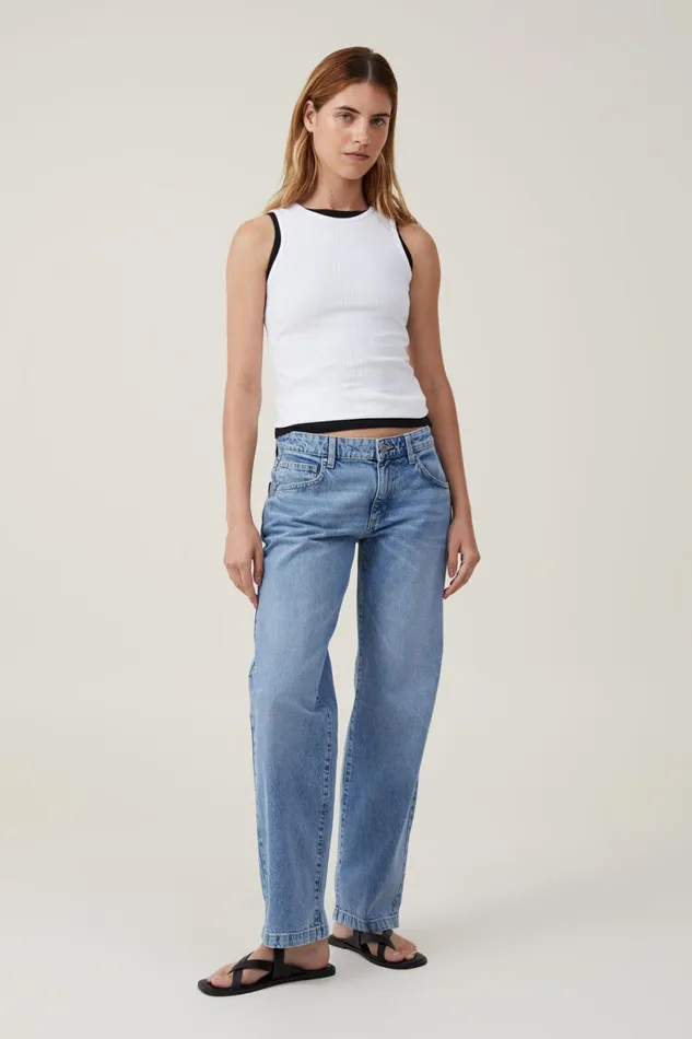 Women Jeans Cotton On Low Rise Straight Jean Bells Blue