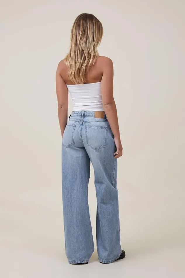 Women Jeans Cotton On Relaxed Wide Leg Jean Bells Blue
