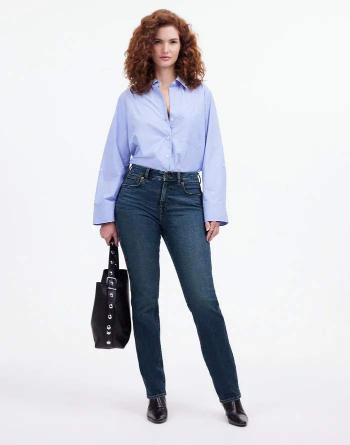 Women Jeans Madewell Curvy Stovepipe Jeans Deming Wash