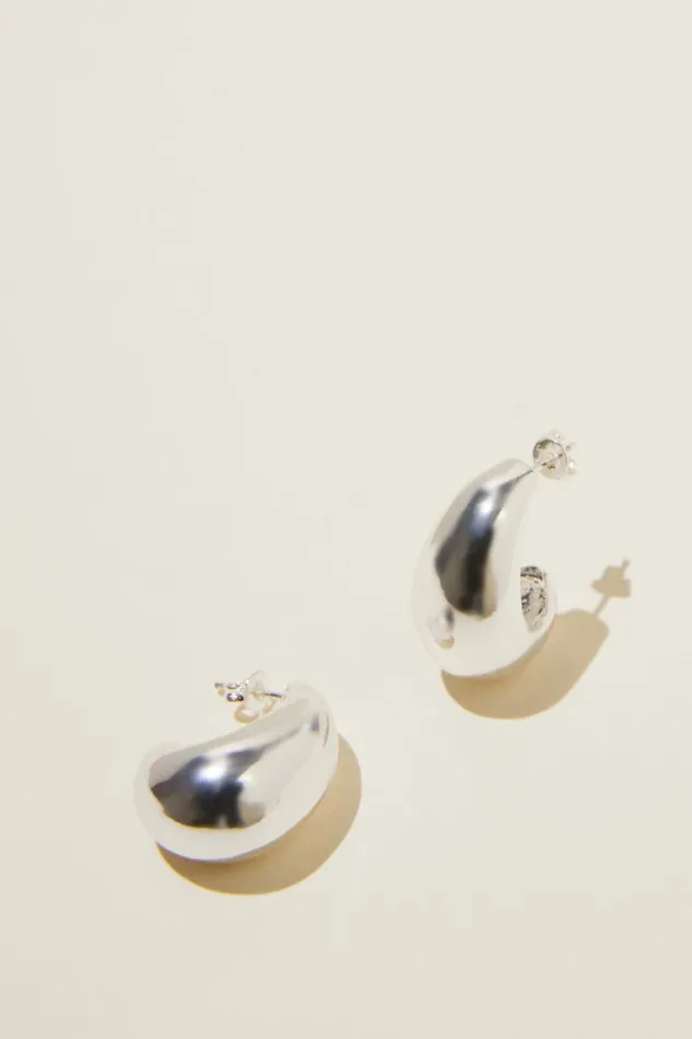 Women Jewelry Cotton On Mid Charm Earring Silver Plated Tear Drop Stud